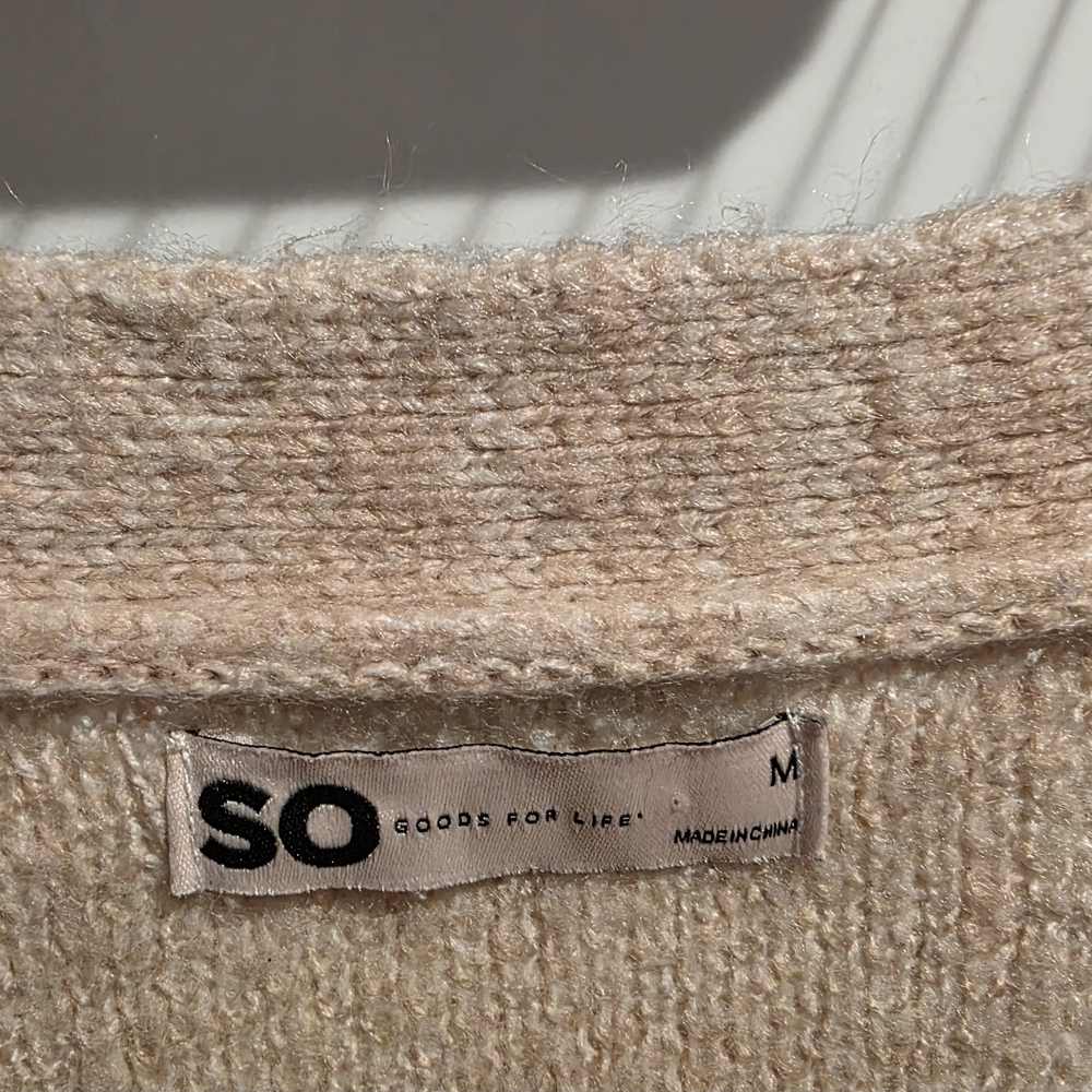 NWOT - SO Woman's Checkered Cardigan Sweater - Tan and Cream - Picture 3 of 4